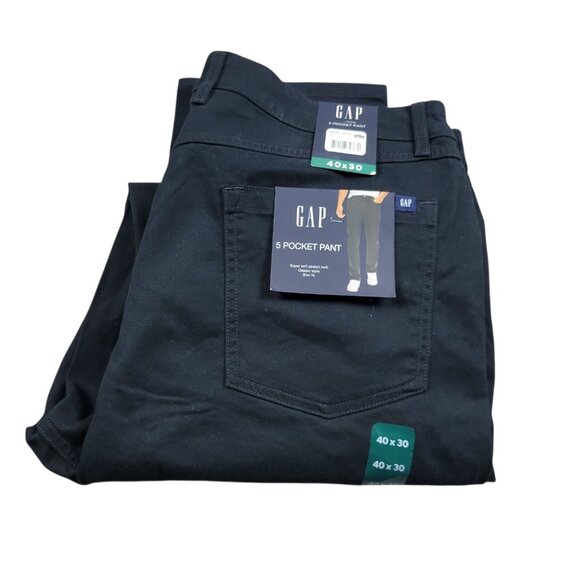 Gap Pants Men's 40x30 Black Stretch Slim Fit 5 Pocket Tags - Picture 1 of 5